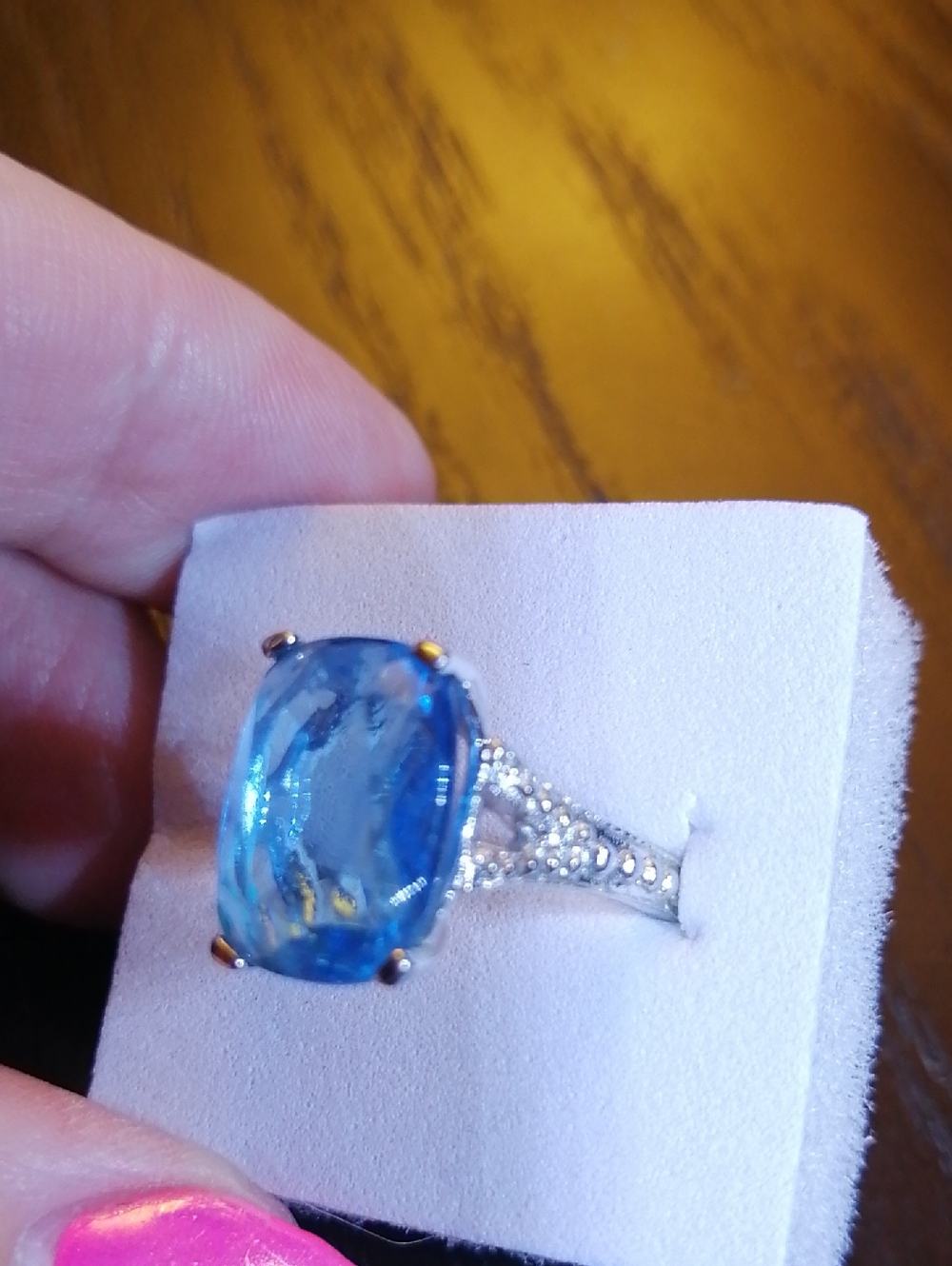 Sparkling Blue Crystal Cocktail Vintage Ring Size 6.25